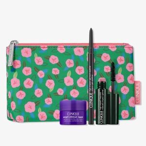 Clinique Floral Cosmetic Bag with Makeup Set NEW